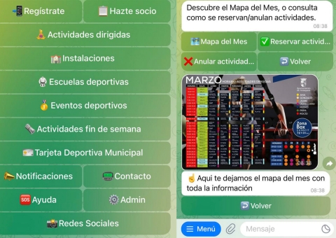 El Área de Deportes pone en marcha un pionera canal de comunicación en Telegram para seguir mejorando el acceso a la práctica depo...