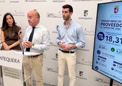 El Ayuntamiento de Antequera reduce a 18,31 días el período medio de pago a proveedores