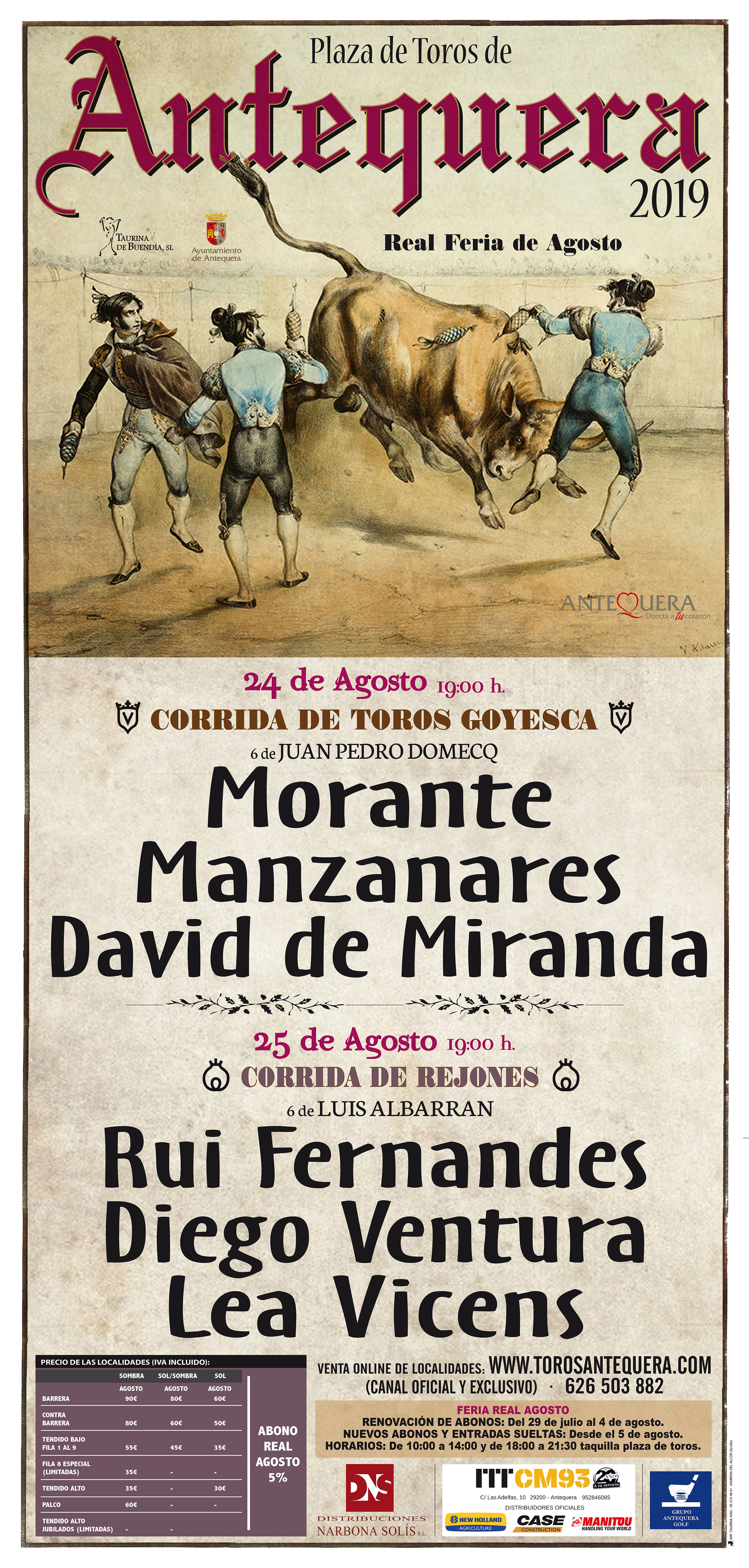 Cartel taurino Real Feria de Agosto 2019